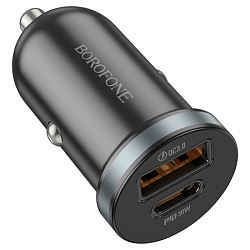 Авто ЗУ 1USB/1Type-C BOROFONE BZ22 черный, PD30W