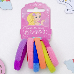 Резинка для волос "Махрушка спорт" (набор 6 шт) 4,5 см, яркие части, микс 4066821