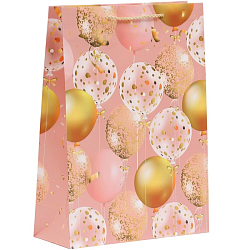 Пакет подарочный ламинированный «Шарики и конфетти», розовое золото, 30×41.5×12 см