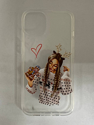 Задняя накладка ISA для iPhone 13 TPU 1.2 мм с принтами Новый Год