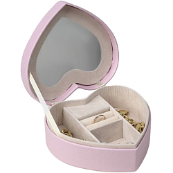 Органайзер для украшений QF с зеркалом «Шкатулка сердце, единорог» 17×15×7 см, розовый