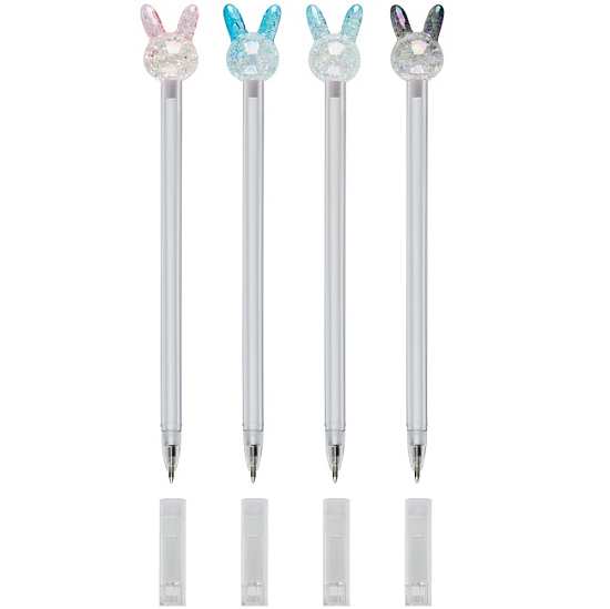 Ручка шариковая MESHU "Crystal Rabbit", синяя, 0,7мм, корпус ассорти, с топпером MS_02897