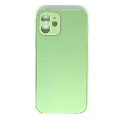 Задняя накладка AKSS для iPhone 12 (6.1), салатовый, "имитация бархатное стекло"