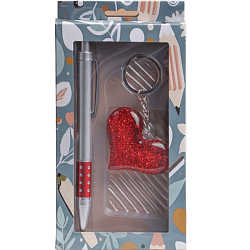 Набор подарочный 2в1 (ручка, брелок сердечко) 2426317