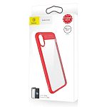 Силиконовый чехол BASEUS для iPhone X  прозрачный, глянцевый, красный (Suthin case)
