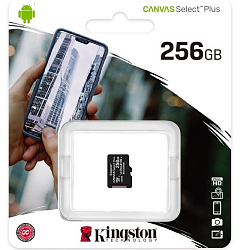 Micro SD 256Gb Kingston Class 10 Canvas Select Plus A1 U1 V10  (150 Mb/s) без адаптера