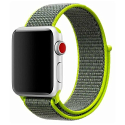 Нейлоновый ремешок NONAME на Apple Watch 38/40/41mm темно-серый с зеленым неоном
