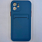 Силиконовый чехол BUTTON для iPhone 12 (Серый) с карманом для пластиковых карт