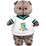 Мягкая игрушка Басик в футболке с дракончиком , 22 см (Ks22-255)