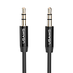 Кабель Jack 3.5 <--> Jack 3.5  1.0м USAMS YP-01, 1.0м, круглый, чёрный, в коробке