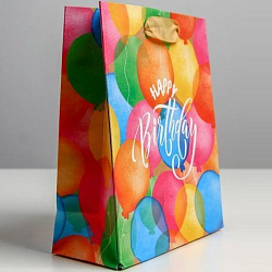 Пакет крафтовый вертикальный «Happy birthday», S 12 × 15 × 5.5 см 4764576