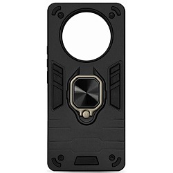 Силиконовый чехол DF для Realme 11 Pro+ DF rmArmor-08 (black) с металлической пластиной для магнитного держателя и кольцом