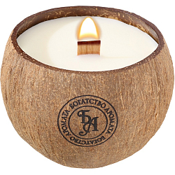 Свеча в кокосе ароматическая, английская груша и фрезия, соевый воск, 8х10 с, в коробке   9943309