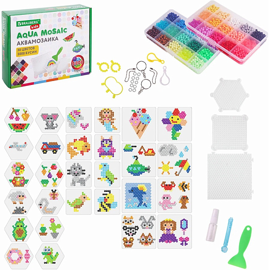 Аквамозаика Brauberg 30 цветов 3000 бусин