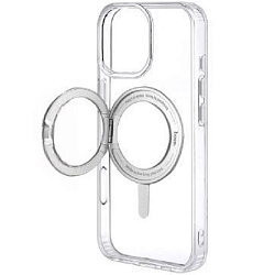 Силиконовый чехол HOCO AS1 Stand Magnetic Case для iPhone 16 Pro Max прозрачный с кольцом