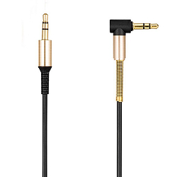 Кабель Jack 3.5 <--> Jack 3.5  1.0м HOCO UPA02 черный, пружинка, боковой