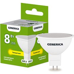 Лампа светодиодная GENERICA MR16 8Вт 230В 3000К GU5.3 софит