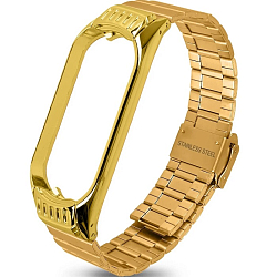 Металлический ремешок ISA для Xiaomi Mi Band 5 Milanese желтое золото (Gold) #13