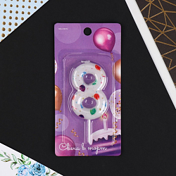 Свеча в торт "8" , 5,5 х 8 см   7793323