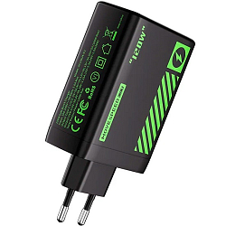 Сетевое ЗУ 1USB/2Type-C MOVESPEED AC120 Black, 120W