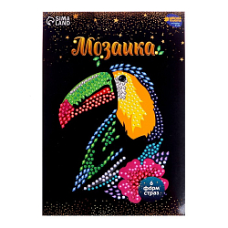 Мозаика стразами «Тукан с цветком». Набор для творчества