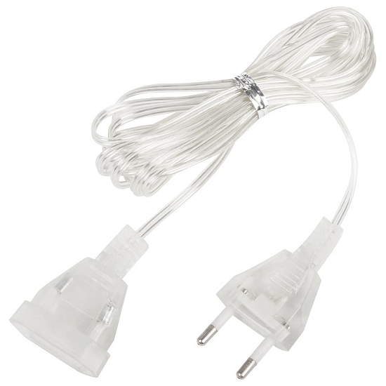 Удлинитель для электрогирлянд 3м, прозрачный шнур, пакет, 592554