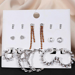 Серьги набор 8 пар "Жемчужный рай", цвет белый в серебре   5399664