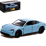 Машина металлическая PORSCHE TAYCAN TURBO S, 1:32, открываются двери, инерция, цвет голубой