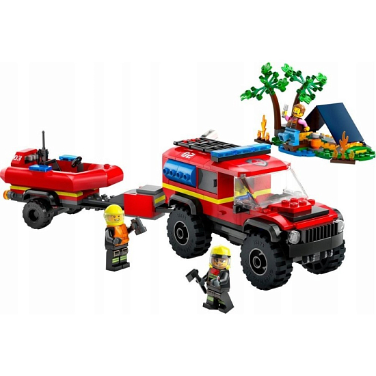 Конструктор LEGO City 60412 Пожарная машина 4х4 со спасательным катером