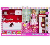 Набор DEFA Lucy "Умелая хозяйка" (в комплекте кукла, кухня, микр. печь с подсветкой, аксессуары)