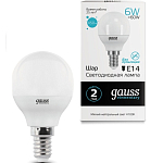 Лампа светодиодная GAUSS Elementary Globe E14 6W/4100K/E14