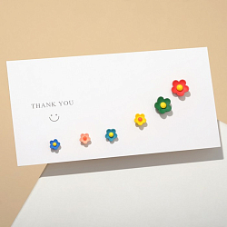 Пусеты 3 пары "Цветы" полянка, цветные