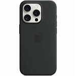 Силиконовый чехол SILICONE CASE для iPhone 15 Pro (MagSafe + анимация NFC Clear) c LOGO Black