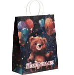 Пакет Поздравление от мишки, 25×12×32 см