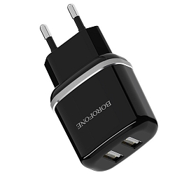 Сетевое ЗУ 2USB 2.1A BOROFONE BA25A microUSB чёрный