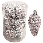 Набор украшений "Шишки" 12шт., 6см, серебро, PS6-12-217-S арт.001539