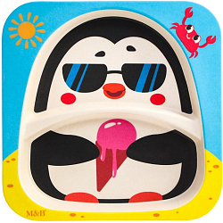 Тарелка детская из бамбука M&B «Пингвин», 2 секции 5083817