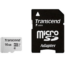 Micro SD 16Gb Transcend 300SUHS-I U1 с адаптером SD