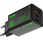 Сетевое ЗУ 1USB/2Type-C MOVESPEED AC67 Black, 67W