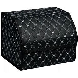 Органайзер автомобильный FOR CARS 3D 50*30*30.  черный/белая нить , экокожа, 2-й ромб