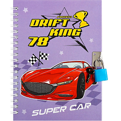 Записная книжка Машина красная 45 л, на замке 17,8х13см 10549448