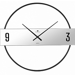 Часы настенные РУБИН "Отражение 1", из металла, d=50 см, открытая стрелка, черный+ зеркало (5001-002)