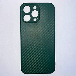 Силиконовый чехол CARBON для iPhone 15 PRO MAX зеленый