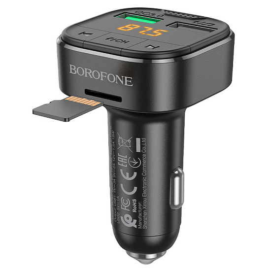FM-модулятор BOROFONE BC43, Flash, чёрный