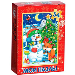 Пазл детский «Снеговик и лисёнок», 54 элемента