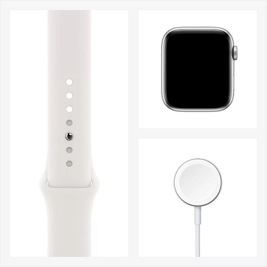 Часы Apple Watch Series 6 GPS, 44 мм, (M00D3) Silver, Sport Band (RU) (Б\У) (новый ремешок)