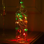 Гирлянда "Нить - Роса с пробкой" 2 м, свечение мульти, LR44х3, IP20