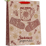 Пакет новогодний вертикальный «Зимних радостей», 33×42×10 см 9706098