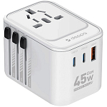 Сетевое ЗУ 1USB/2Type-C DEPPA 11452 белый, PD 3.0, QC 3.0, 45W, GaN EU, UK, US, AU