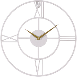 Часы настенные РУБИН "Классика" из металла, d=35 см, открытая стрелка, белый (3540-002)